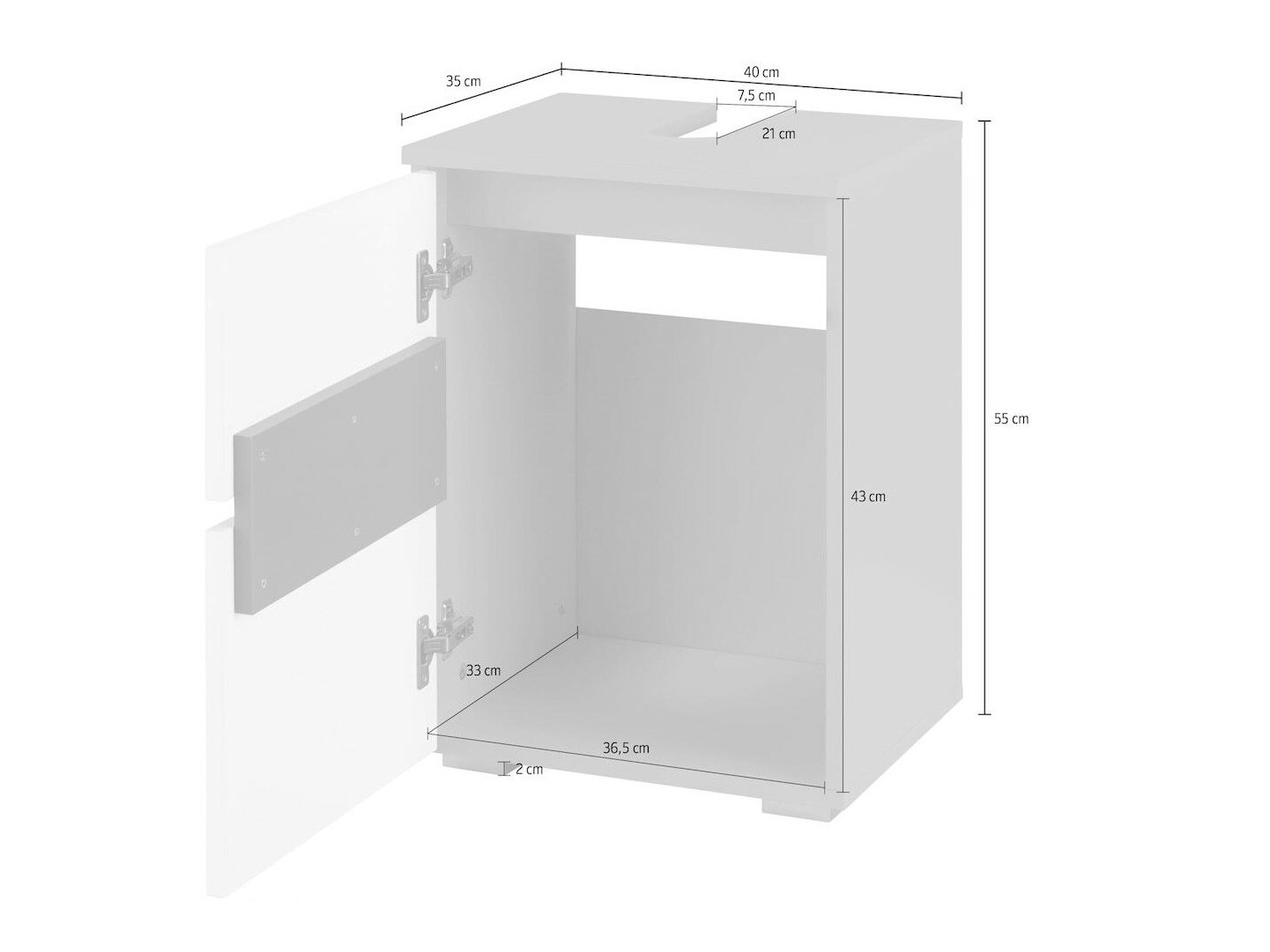 Όρθιο ντουλάπι νιπτήρα μπάνιου Soncamu 103 (Ανθρακί + Δρυς)