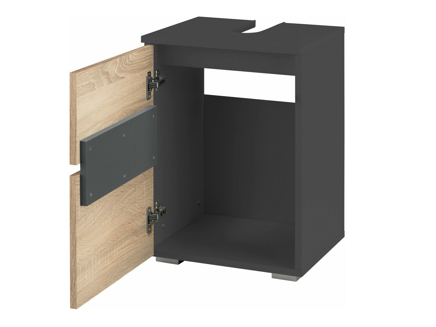 Όρθιο ντουλάπι νιπτήρα μπάνιου Soncamu 103 (Ανθρακί + Δρυς)