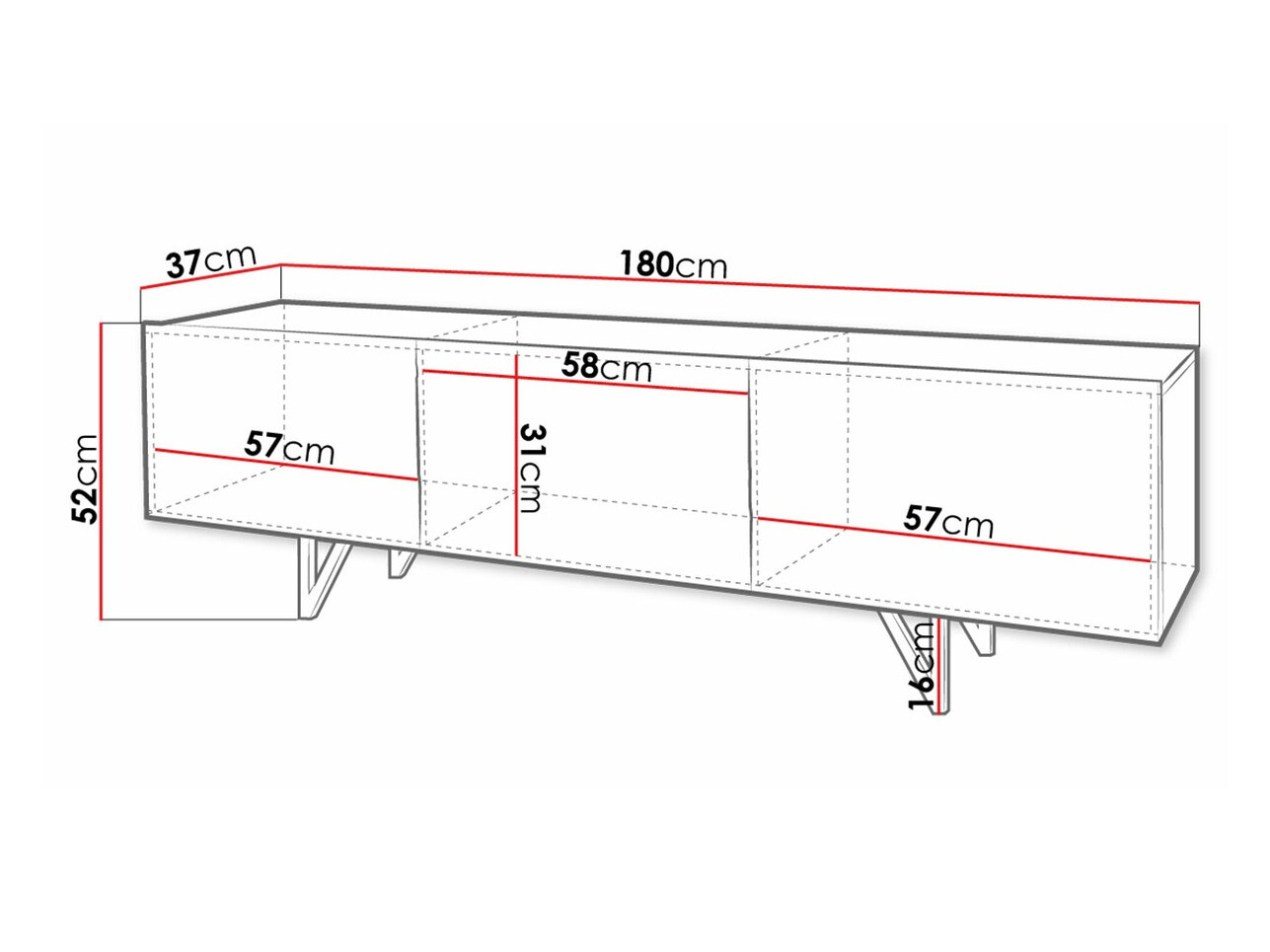 Έπιπλο τηλεόρασης Audis (Άσπρο + Γυαλιστερό λευκό)