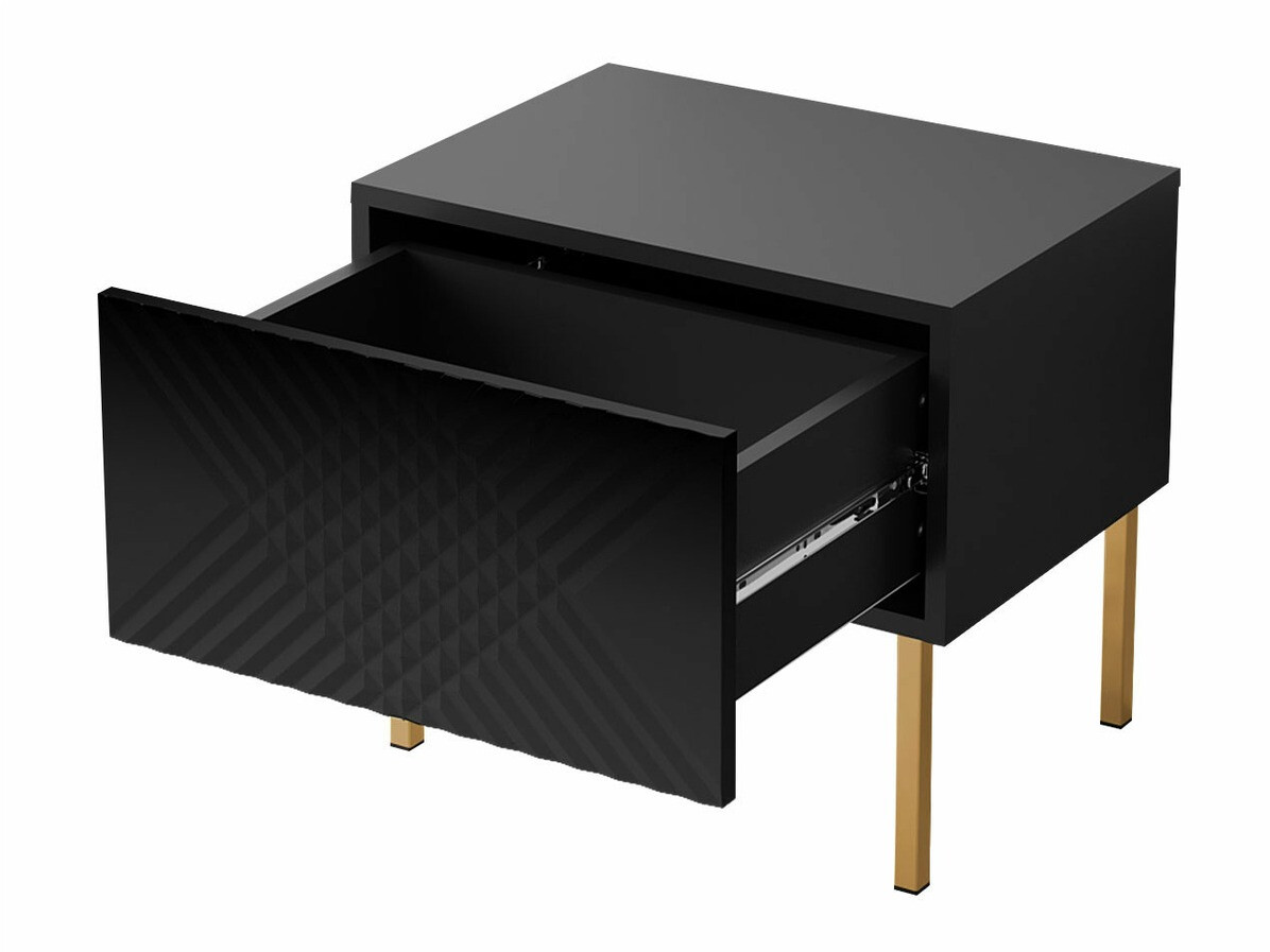 Bedside table Natar (White + Glossy white)