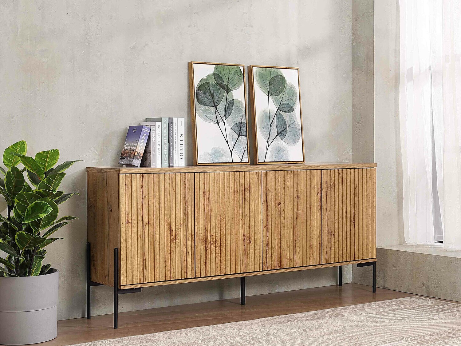 Μπουφέ Denton 977 (Μαύρο + Δρυς wotan)