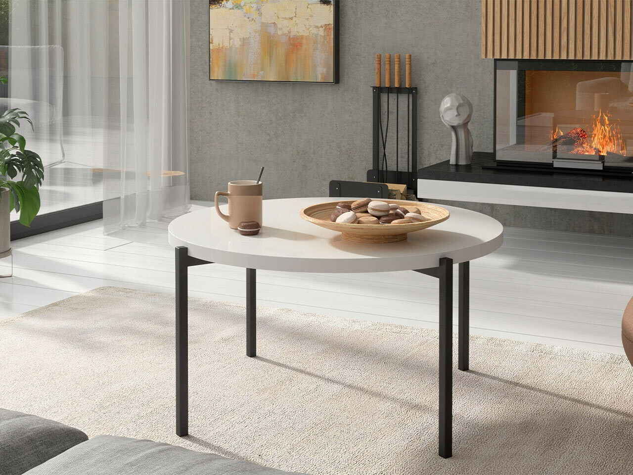 Τραπεζάκι σαλονιού Providence 176 (Γυαλιστερό λευκό + Μαύρο)