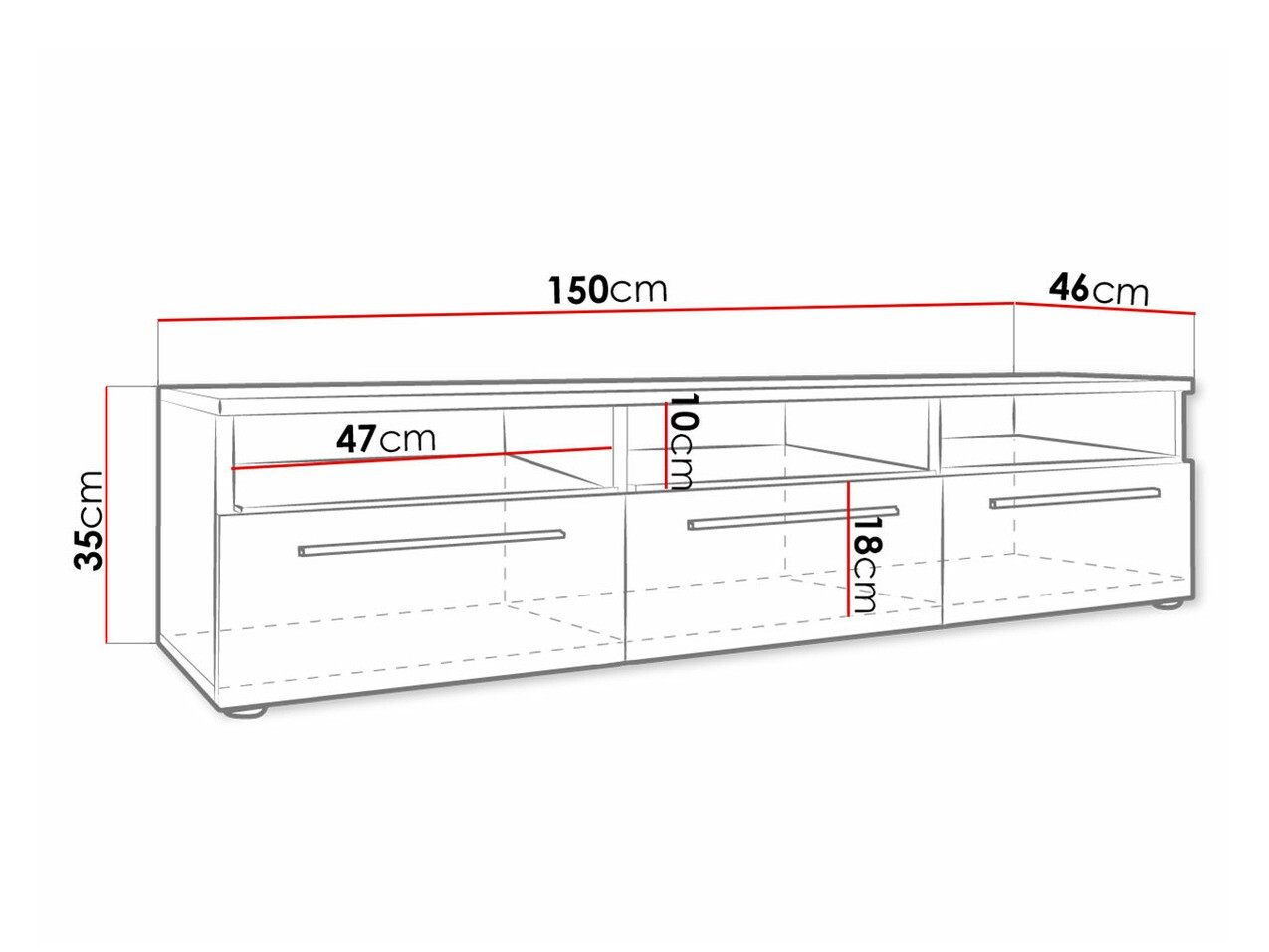 Έπιπλο τηλεόρασης Uva I (Άσπρο + Γυαλιστερό μαύρο)
