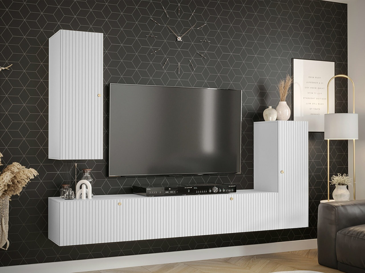 Σετ επίπλων σαλονιού Anulio I (Άσπρο)