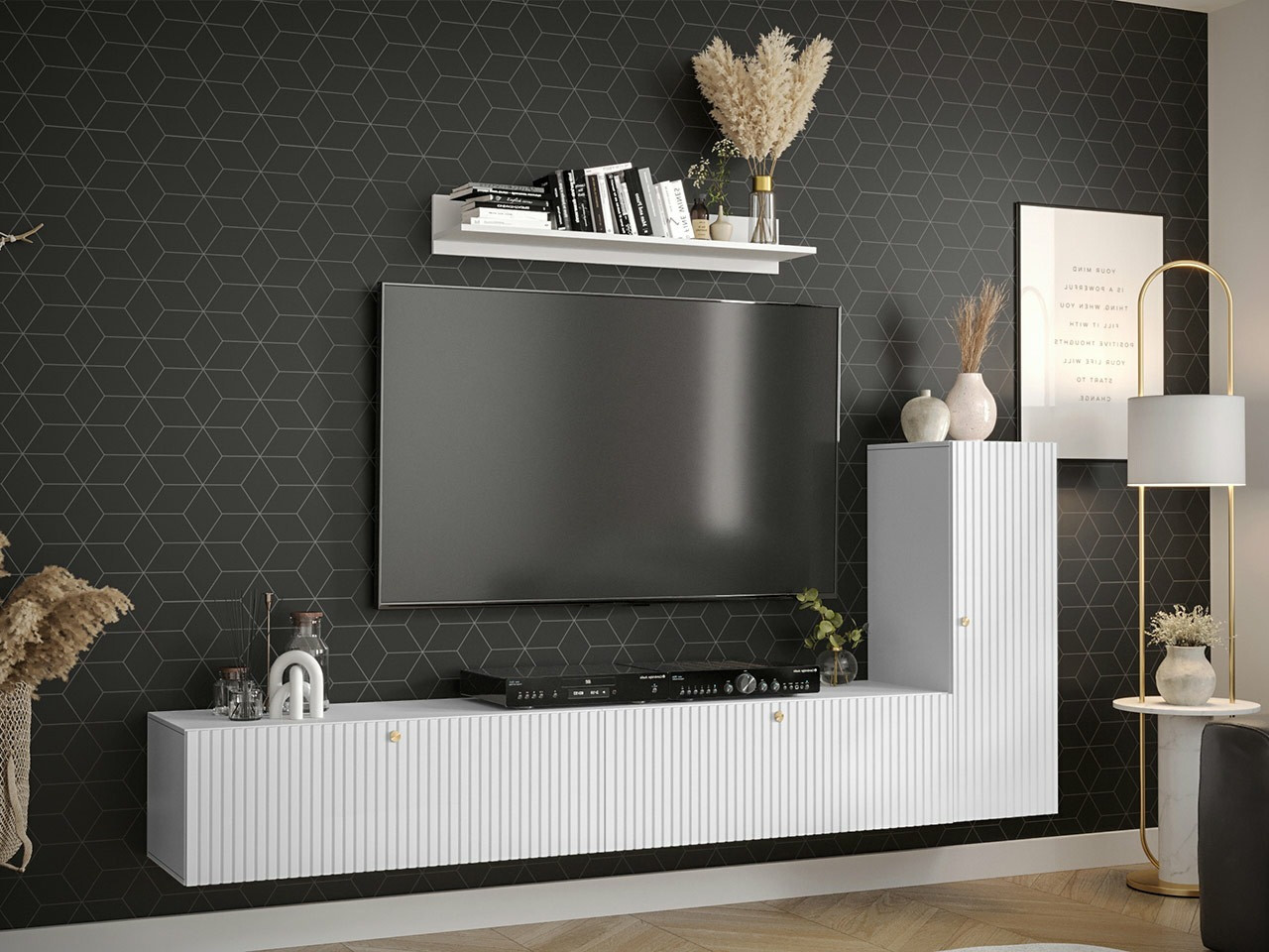 Σετ επίπλων σαλονιού Anulio III (Άσπρο)