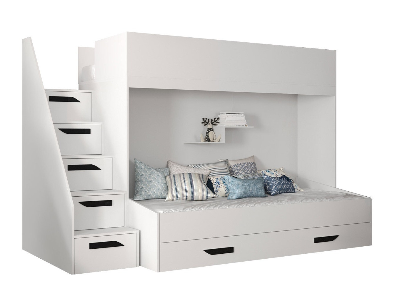 Bunk bed Hartford 356 (White + Glossy white + Black)