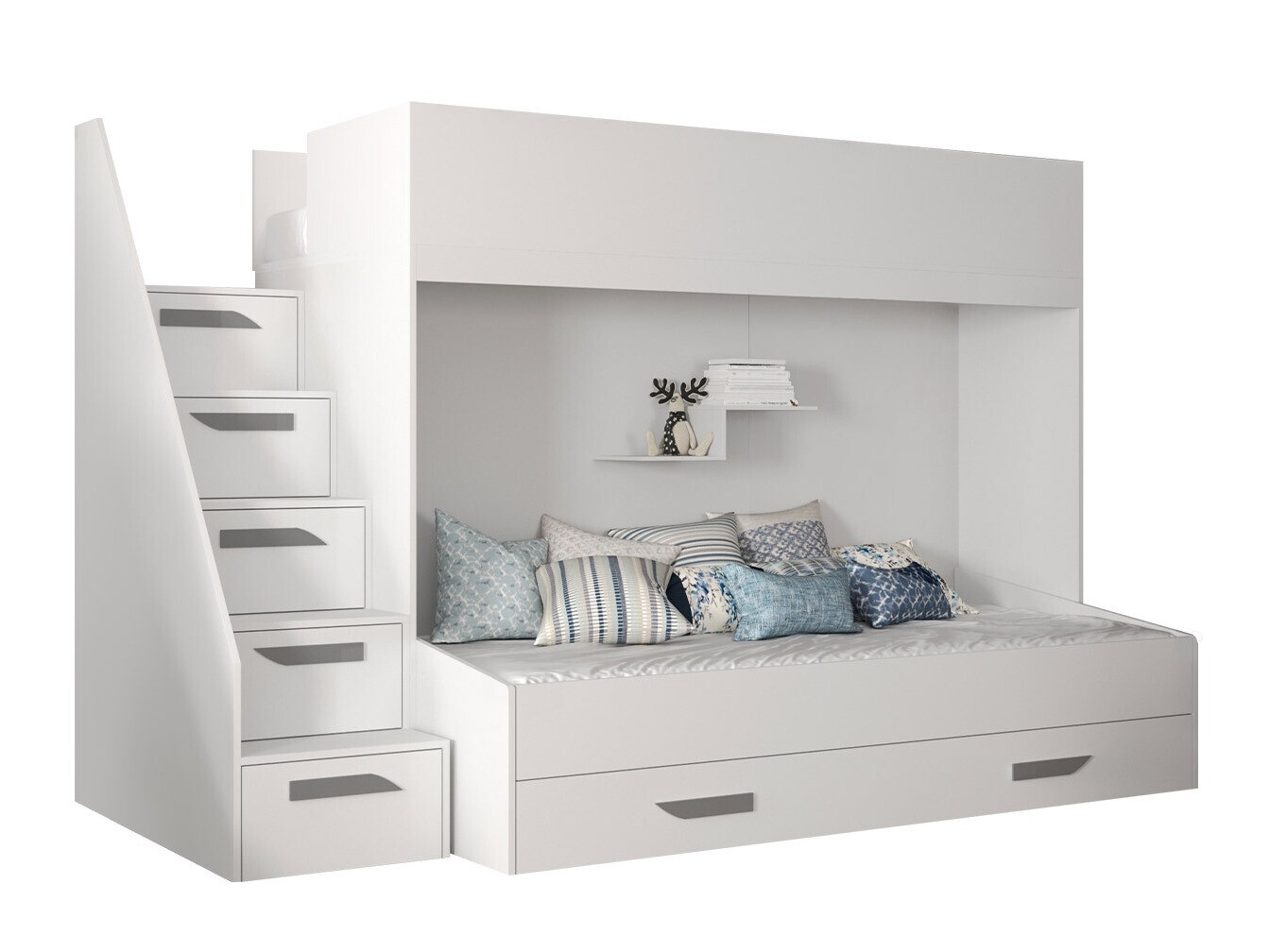 Bunk bed Hartford 356 (White + Glossy white + Grey)