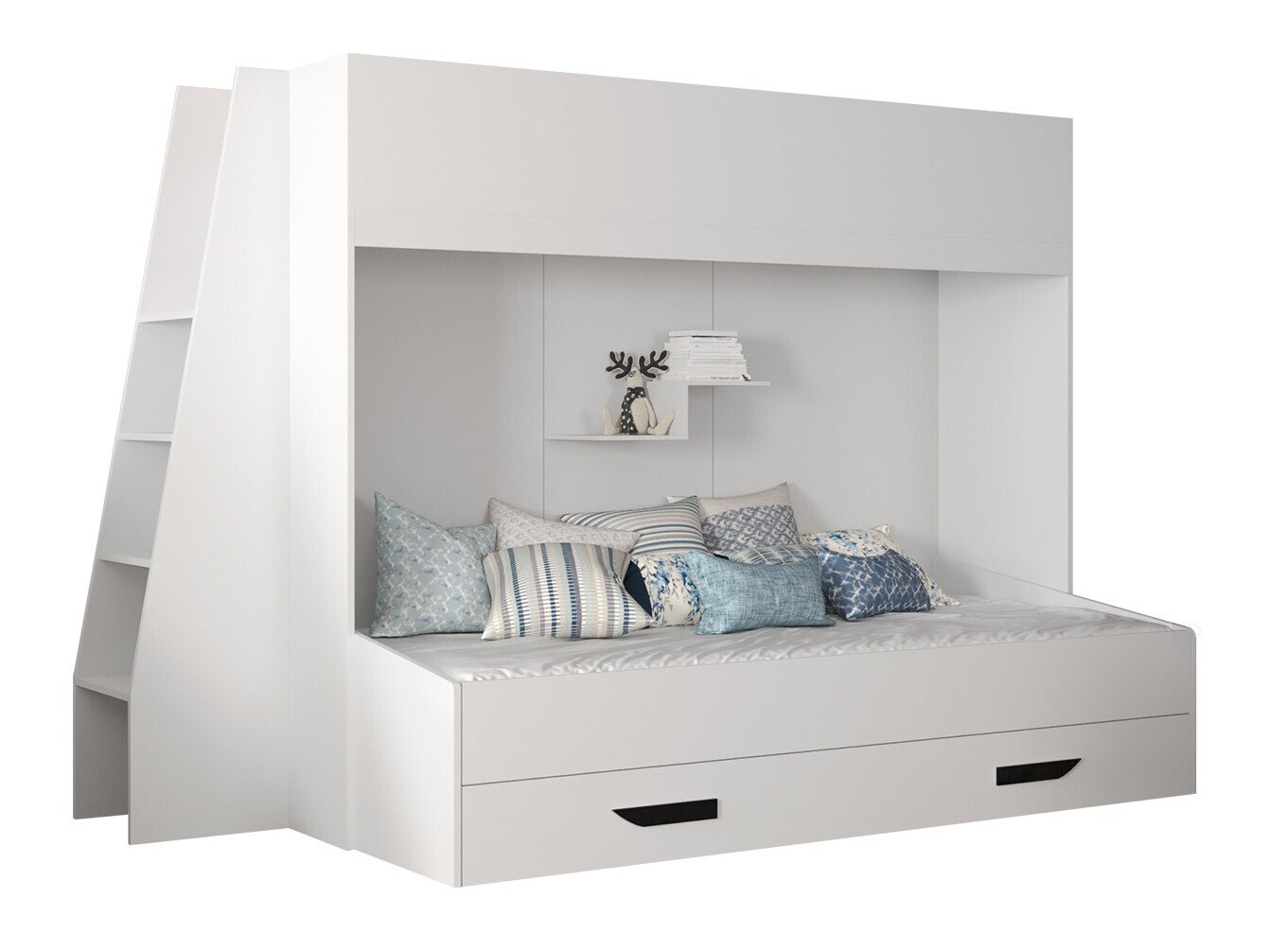Bunk bed Hartford 357 (White + Glossy white + Black)