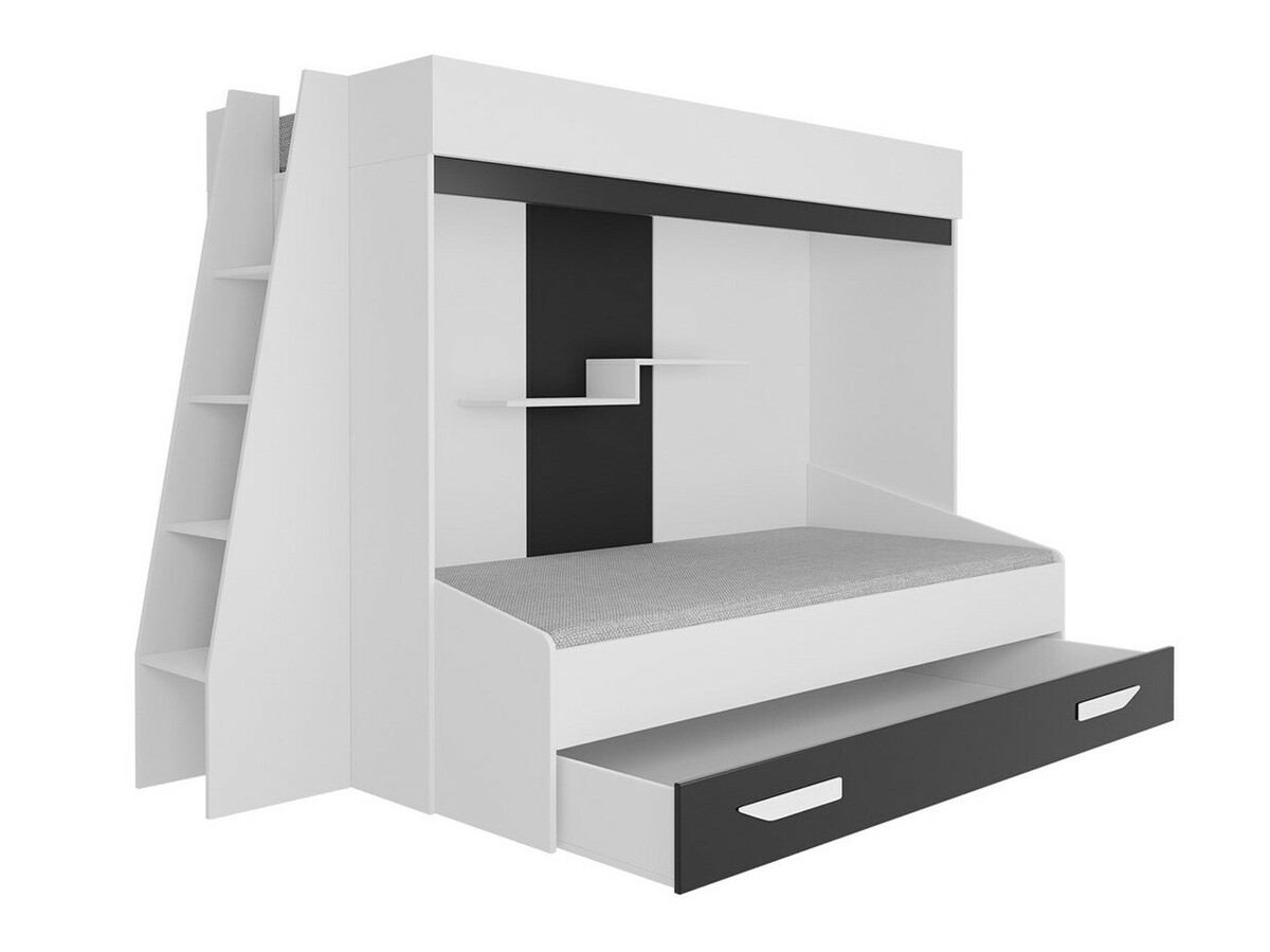 Bunk bed Hartford 357 (White + Glossy white + Grey)
