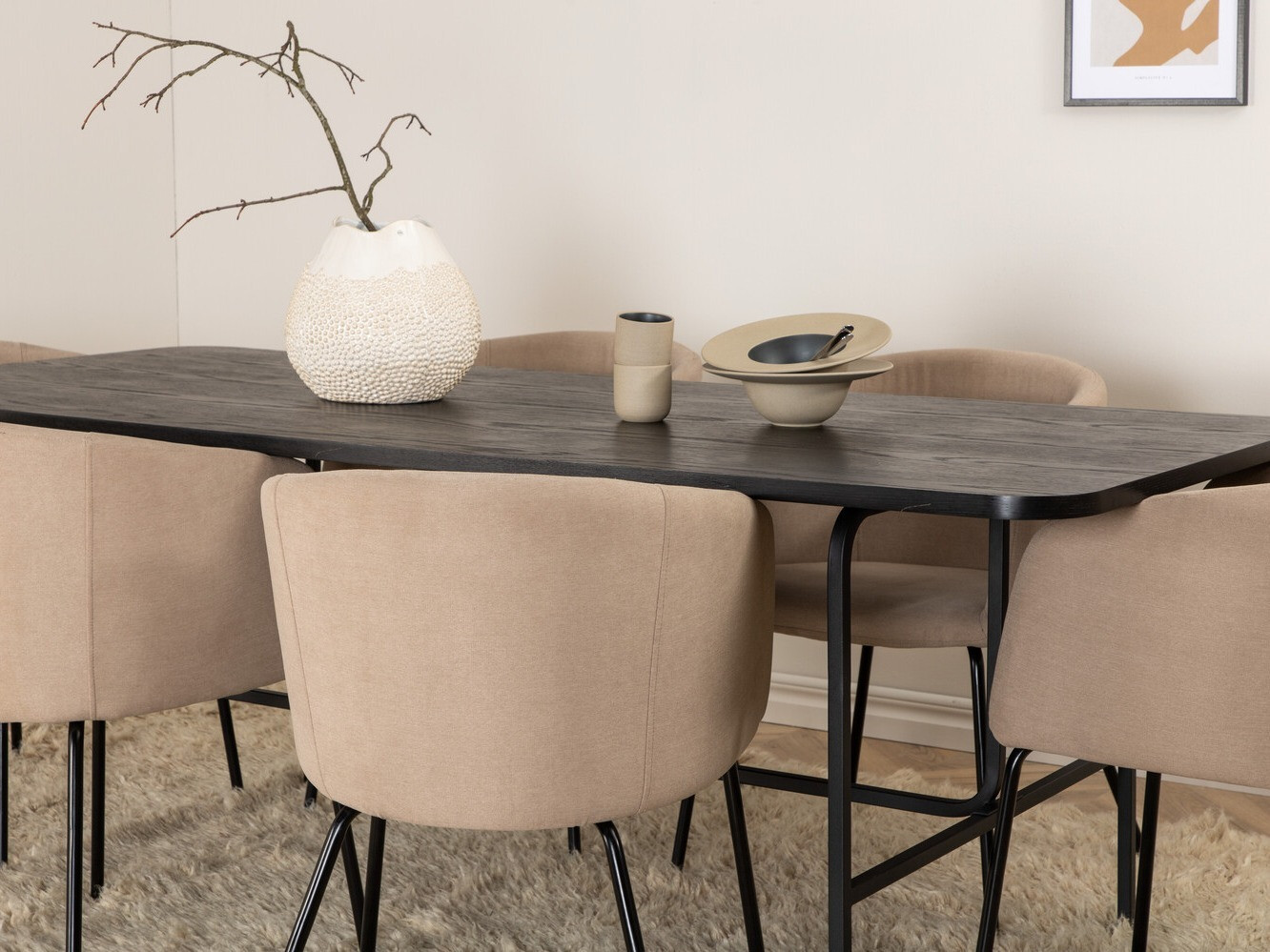 Σετ τραπεζαρίας Dallas 2794 (Μπεζ + Μαύρο)