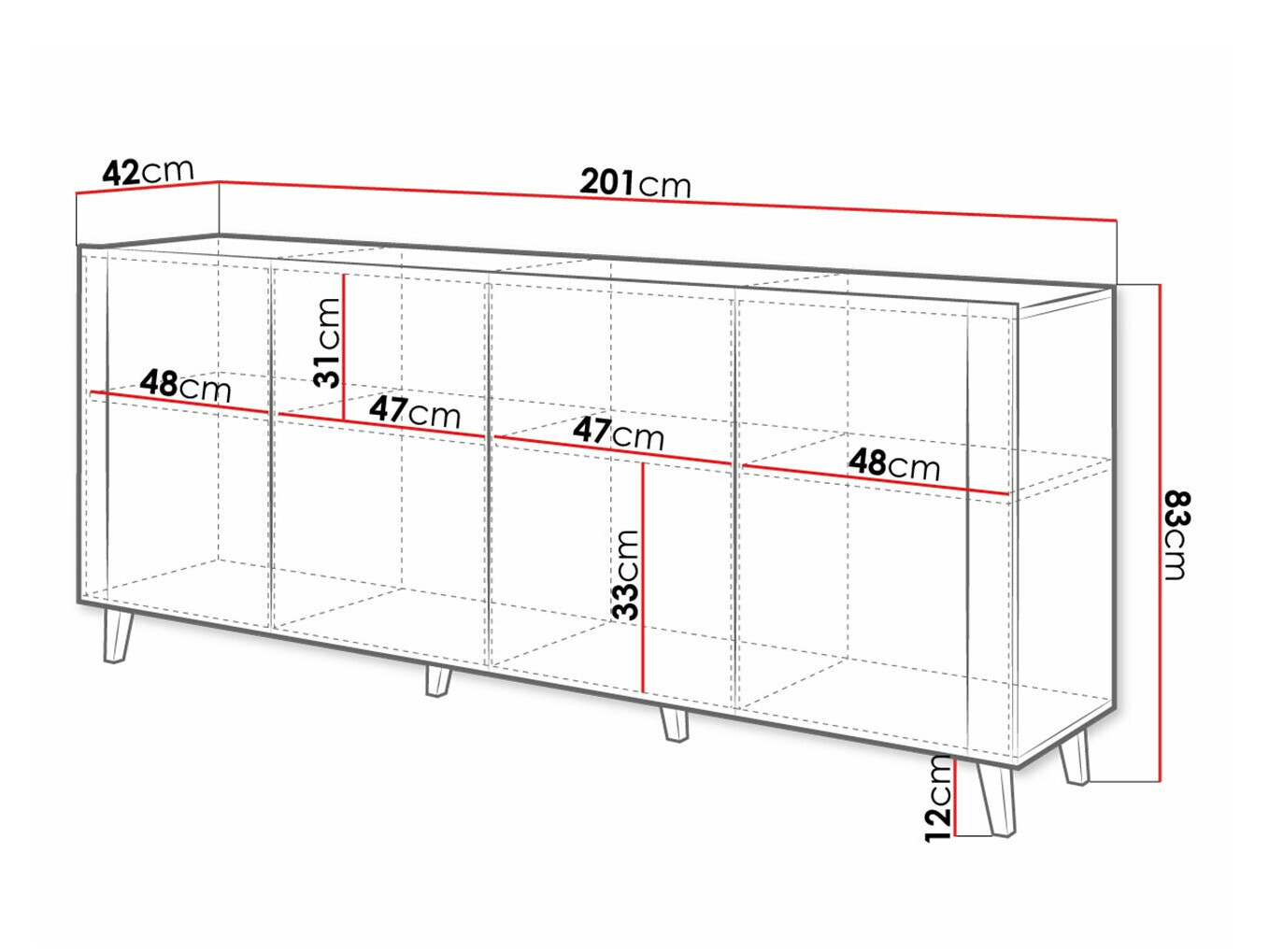 Sideboard Charlotte 183 (White + Craft oak)