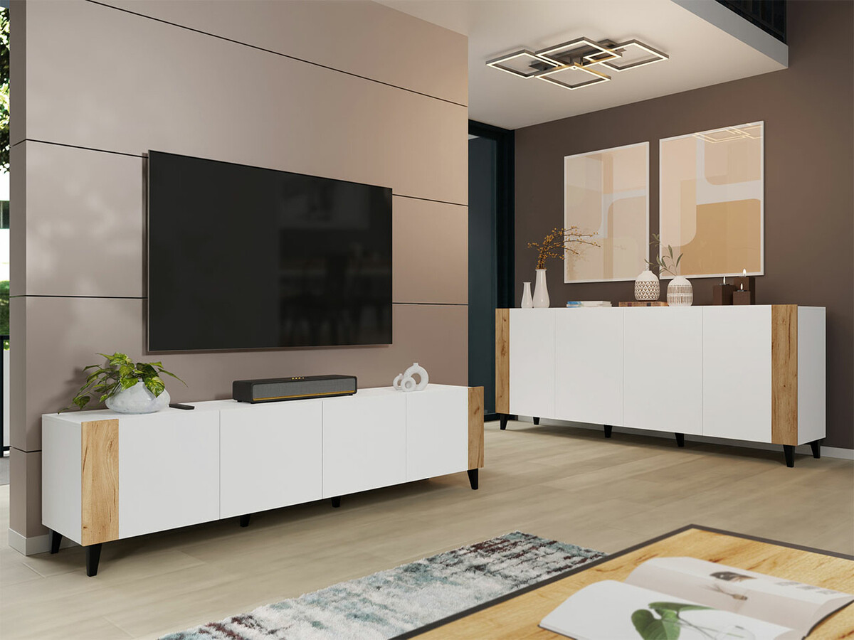 Sideboard Charlotte 183 (White + Craft oak)