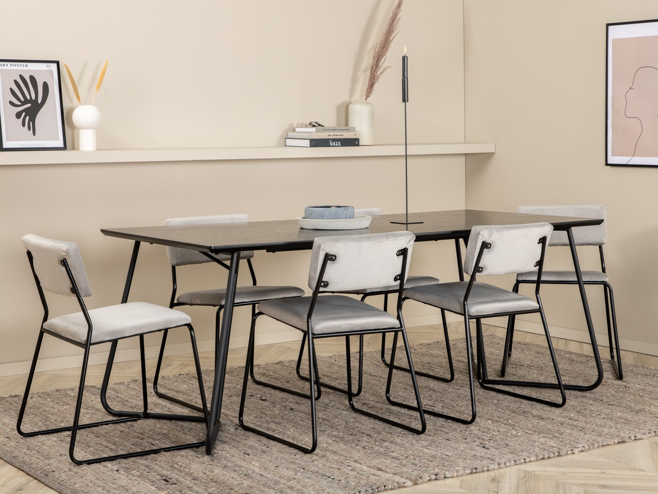 Σετ τραπεζαρίας Dallas 2715 (Γκρι + Μαύρο)