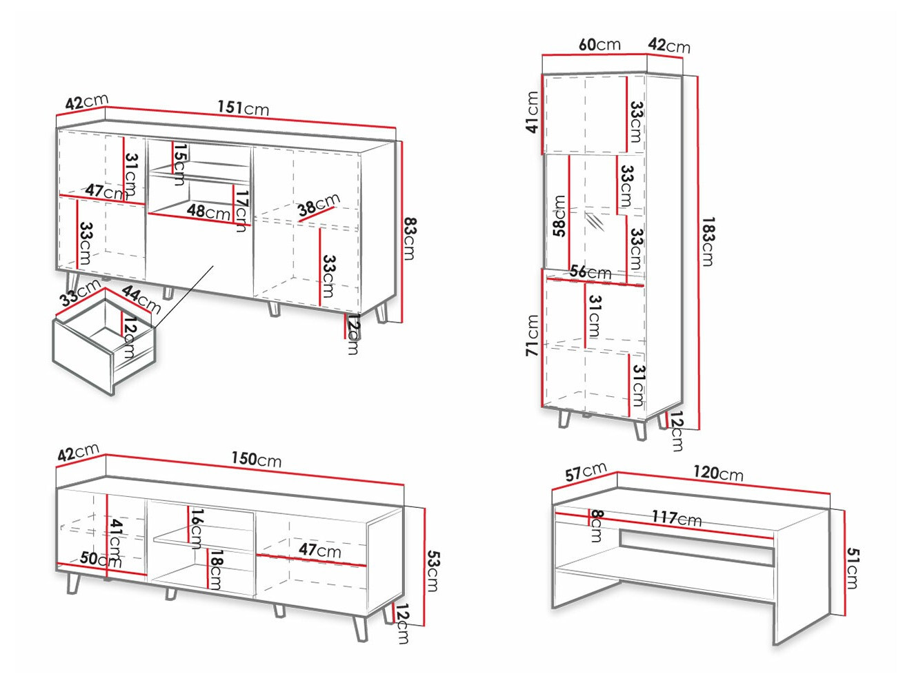 Σετ επίπλων σαλονιού Dicto (Άσπρο)