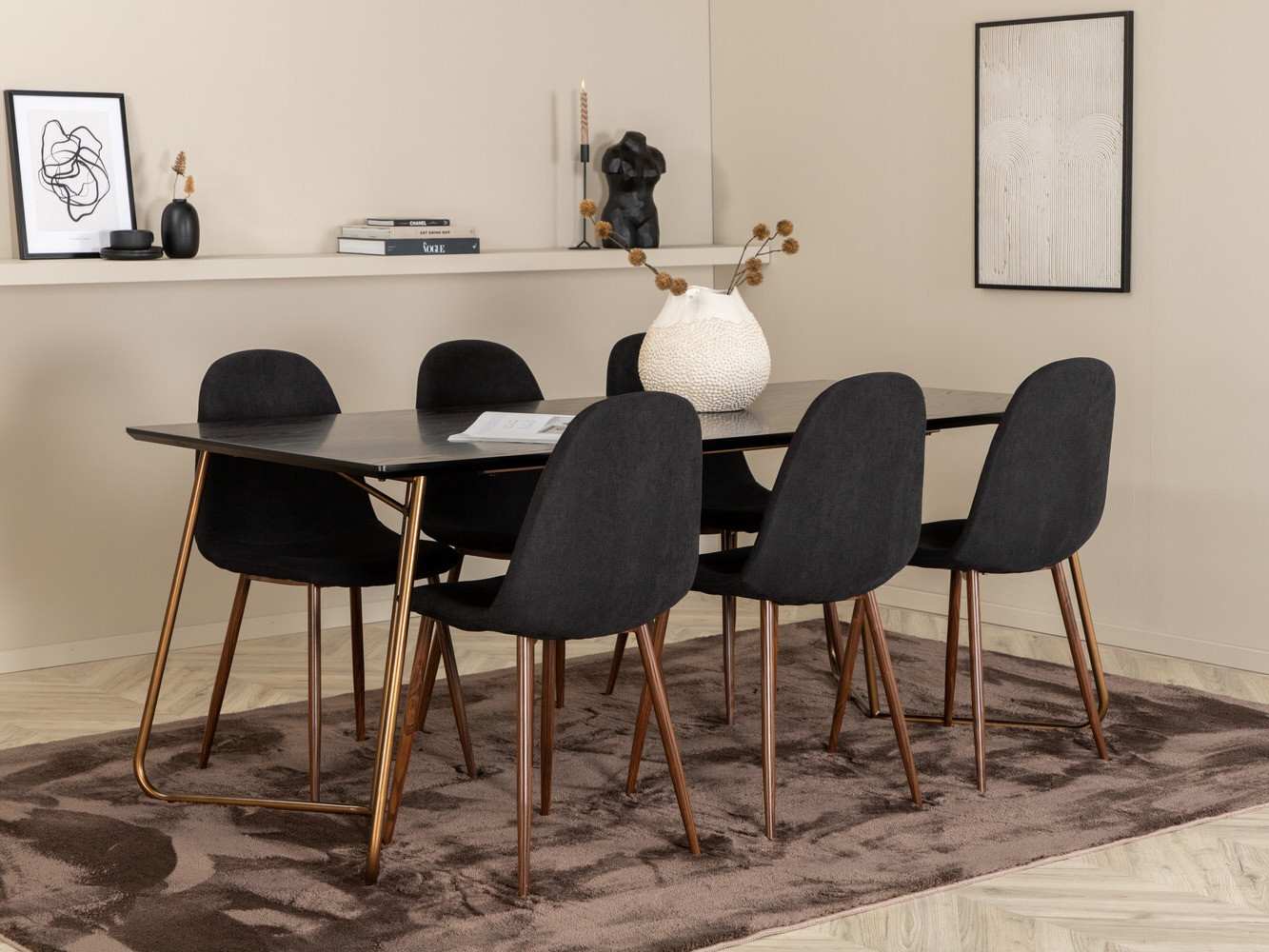 Σετ τραπεζαρίας Dallas 2713 (Μαύρο + Καρυδί)