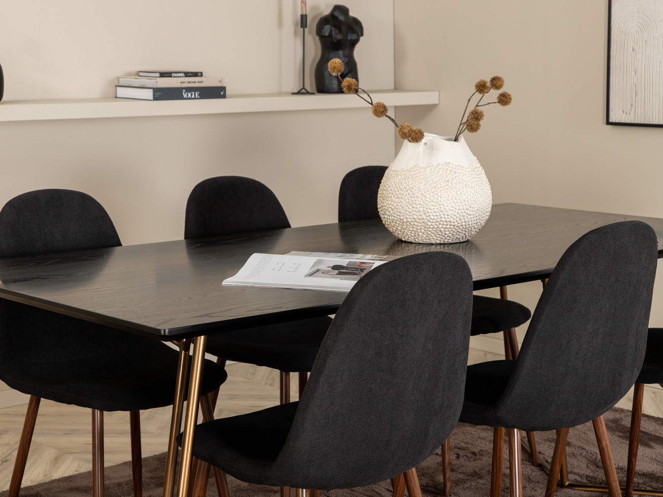 Σετ τραπεζαρίας Dallas 2713 (Μαύρο + Καρυδί)