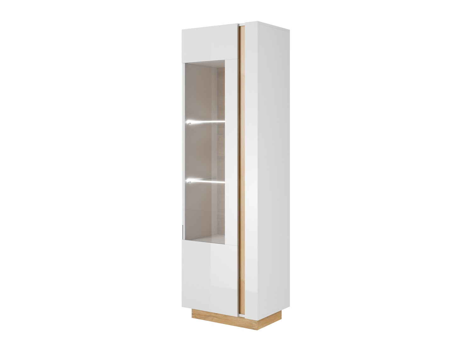 Bookcase Novbela 101 (White + Glossy white + Grandson oak)