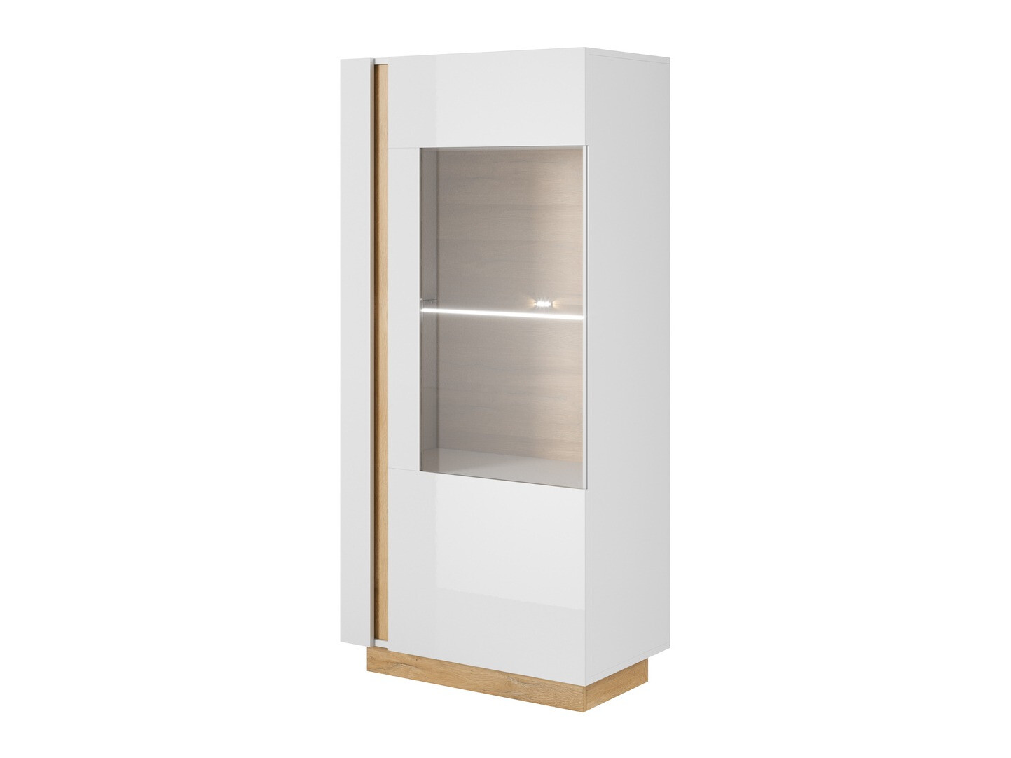 Bookcase Novbela 102 (White + Glossy white + Grandson oak)