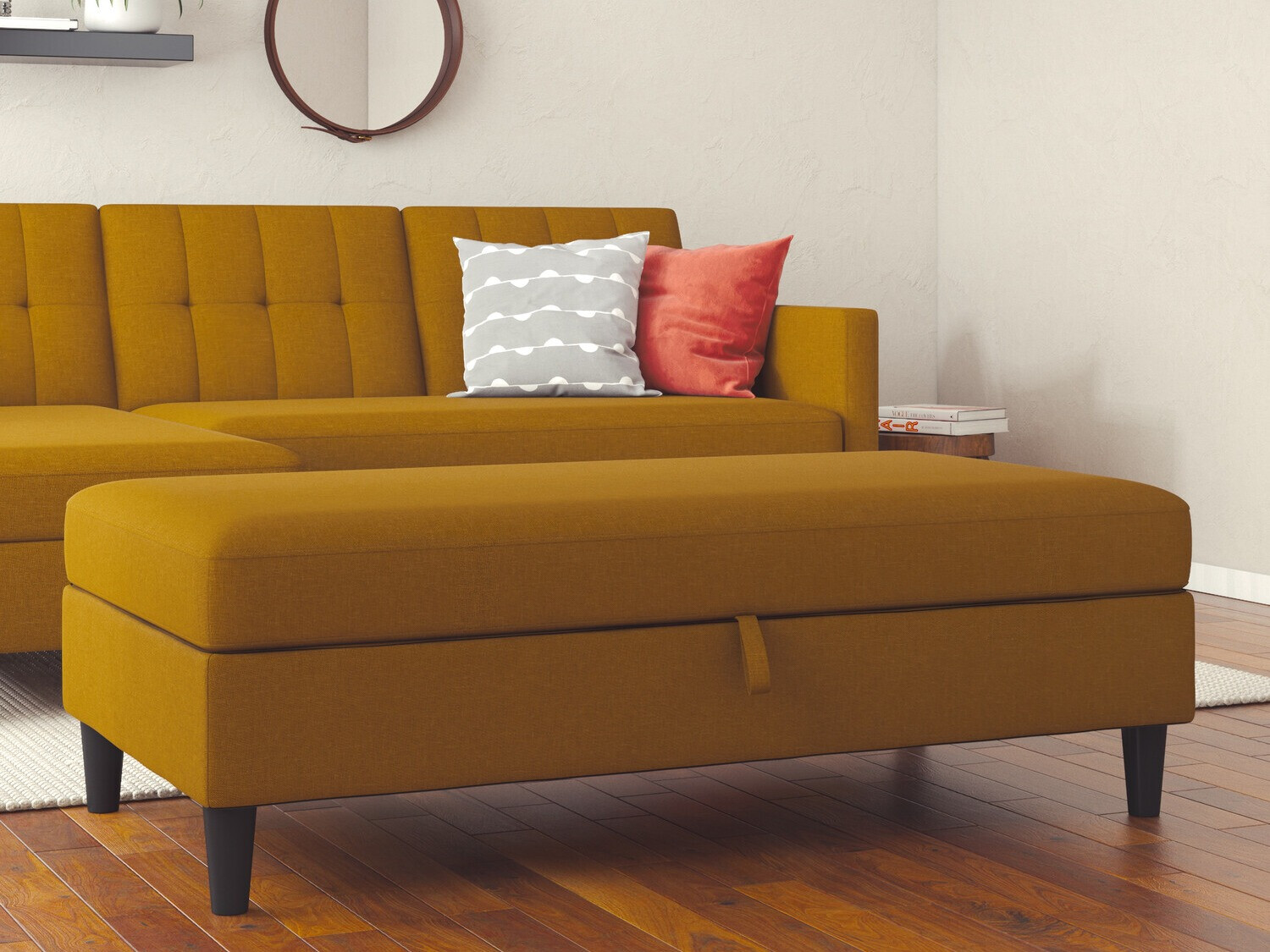 Ταπετσαρισμένος πάγκος Tulsa 537 (Σκούρο κίτρινο)