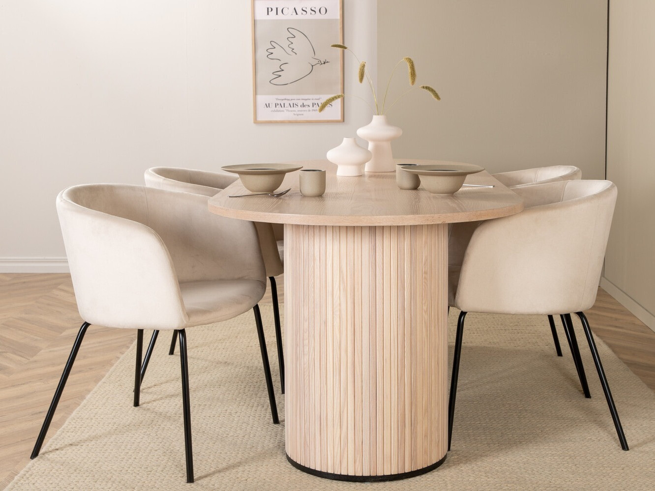 Σετ τραπεζαρίας Dallas 2767 (Κρεμ + Μαύρο)