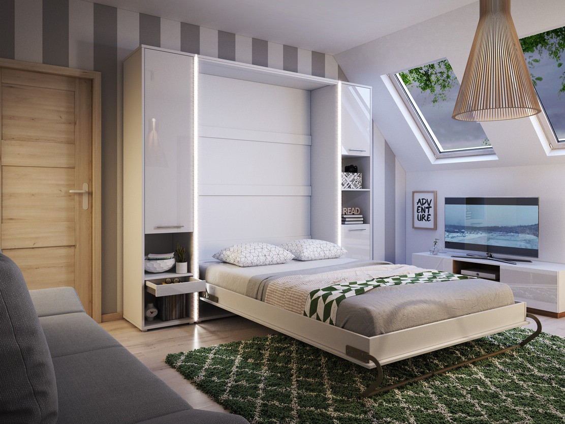 Σετ επίπλων Concept Pro Lenart XI (Γυαλιστερό λευκό + Άσπρο)