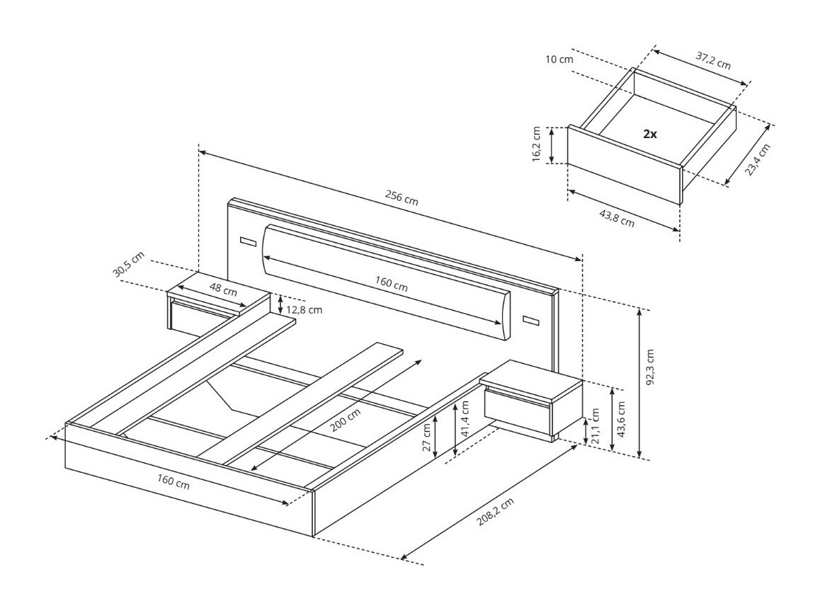 Bed Evarenoi 103 With bedside tables
