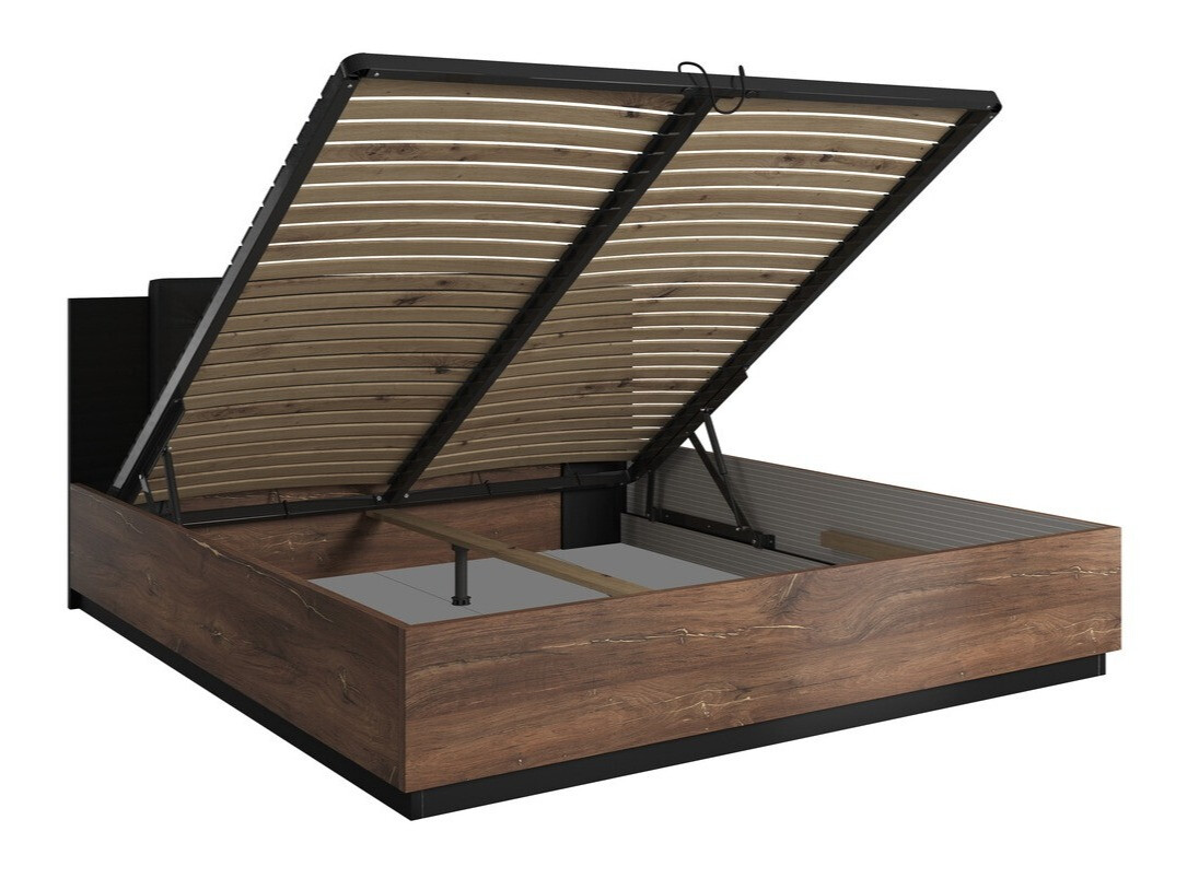 Κρεβάτι Felelie 104 (Σκούρα Flagstaf βελανιδιά + Χάλκινο)