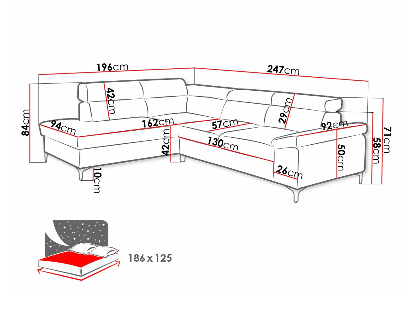 Corner sofa Lincoln 168 (Lars 89)