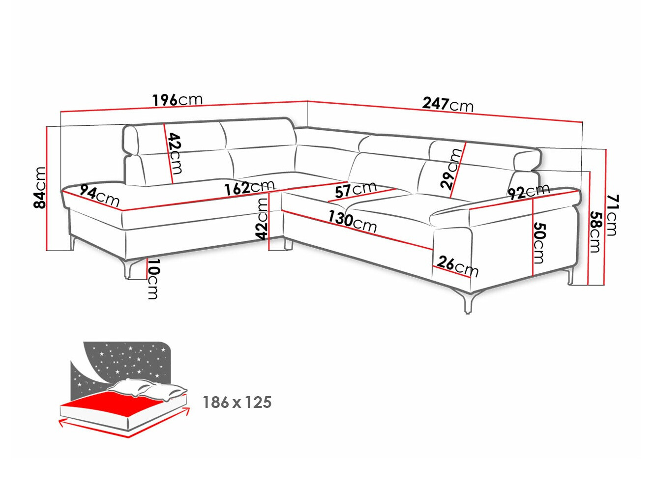 Corner sofa Lincoln 168 (Lars 89)