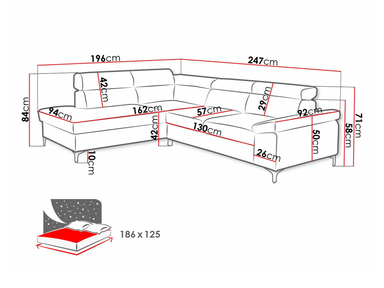 Corner sofa Lincoln 168 (Lars 90)