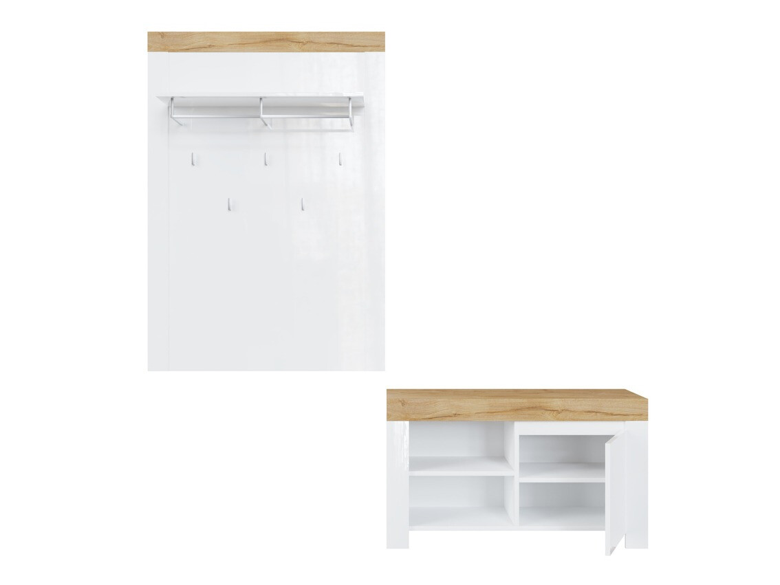 Hallway set Sonsoru 140 (White + Glossy white + Wotan Oak)