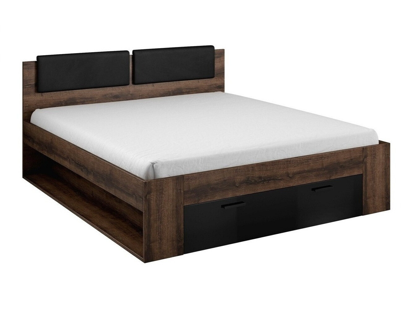 Κρεβάτι Levruvu 106 (Monastery δρυς + Γυαλιστερό μαύρο)