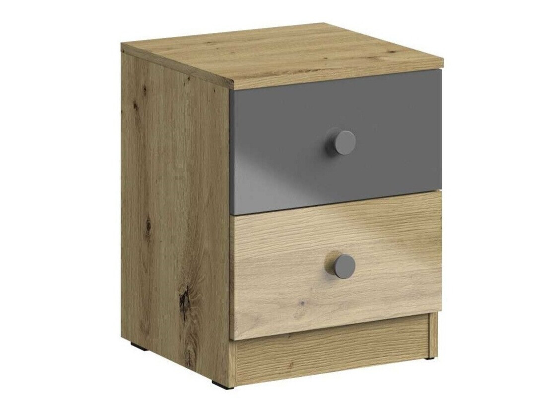 Bedside table Mirelbu 108 (Artisan oak + Gloss grey)