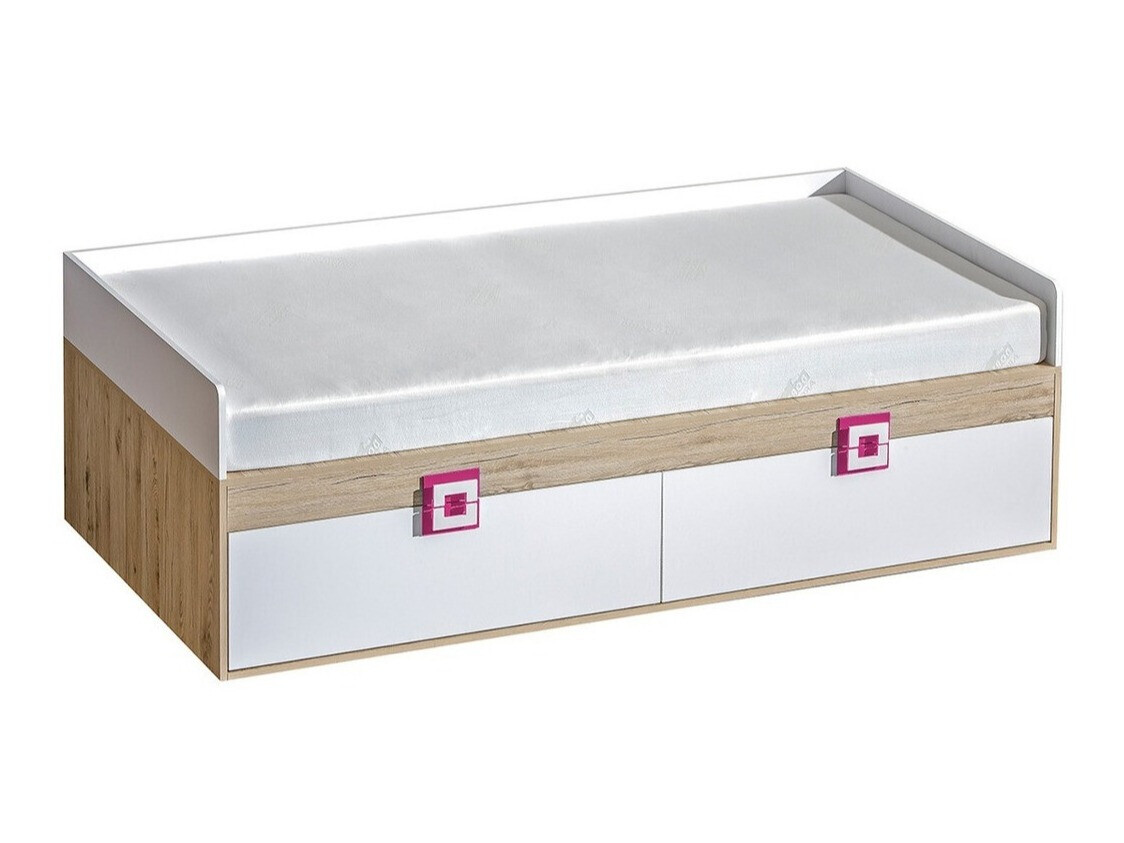 Bed Balvire 113 (Light oak + White + Pink)