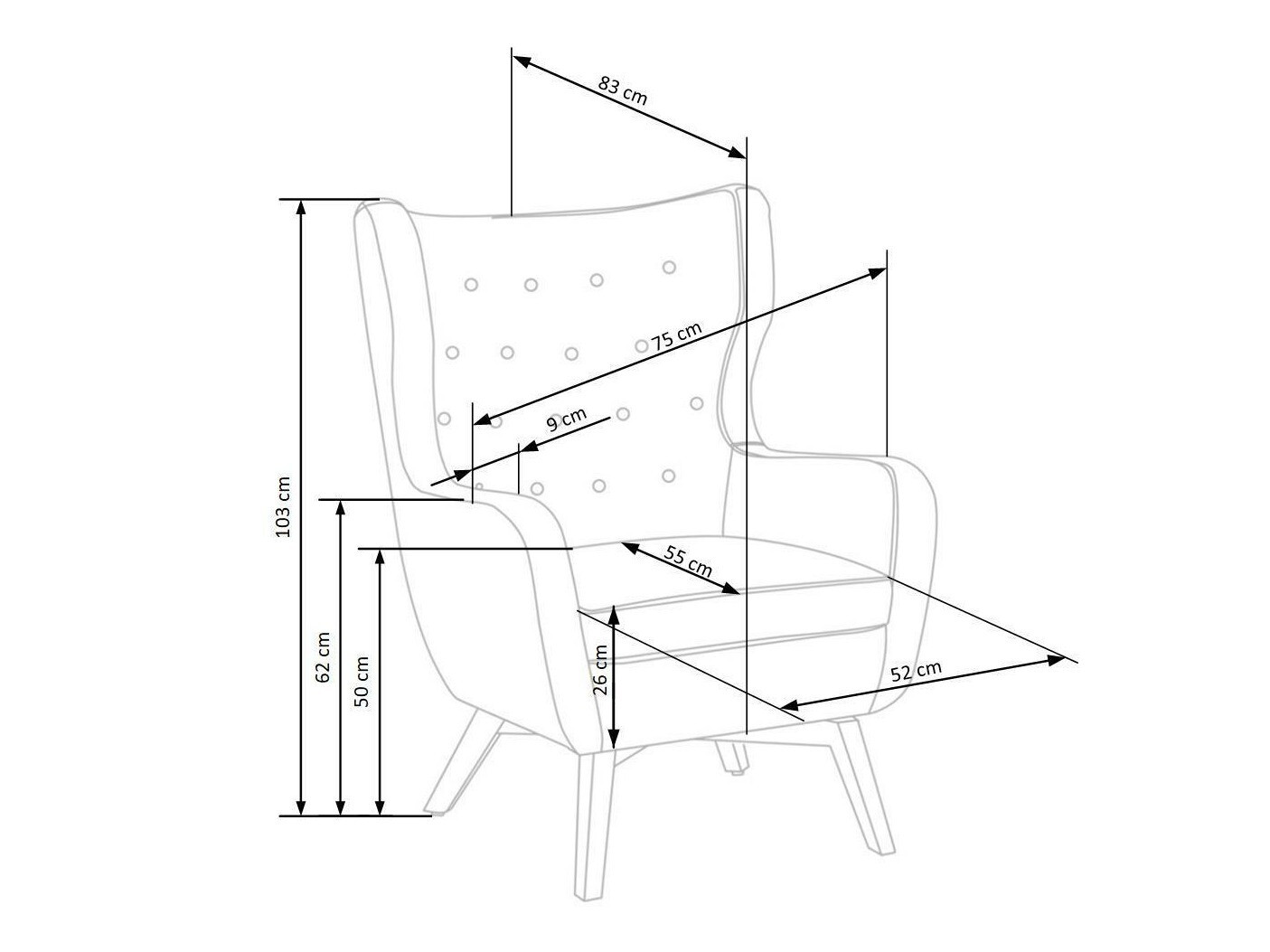 Armchair Houston 836 (Red + Black)