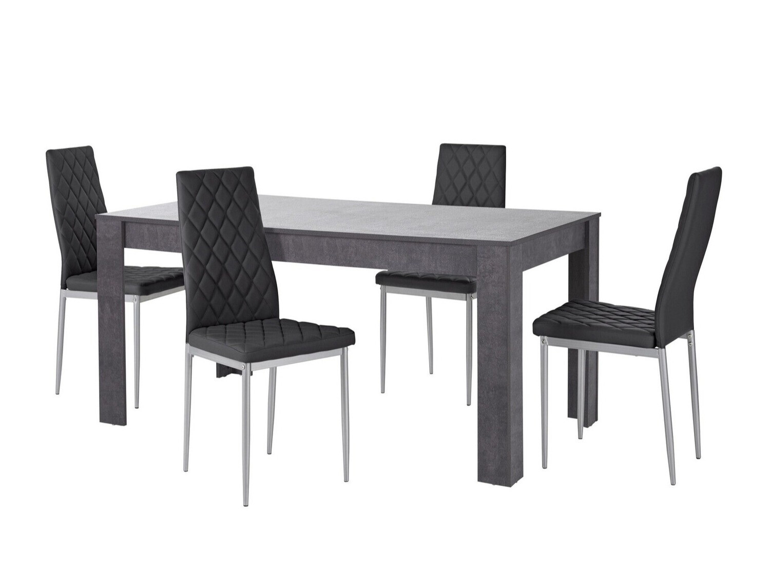 Dining set Denton 600 (Black + Silver)