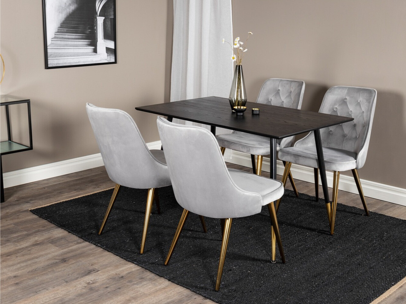 Dining set Dallas 1673 (Grey + golden)