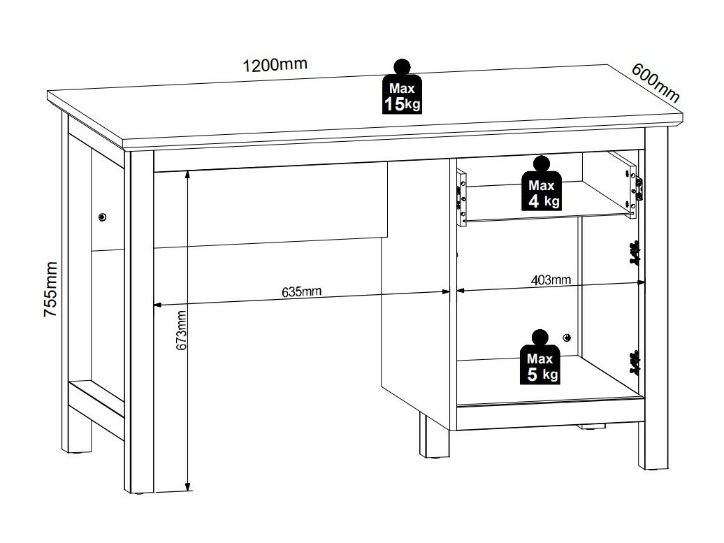 Γραφείο Sordoro 129 (Σιμπού λεύκα + Πεύκο Larico)