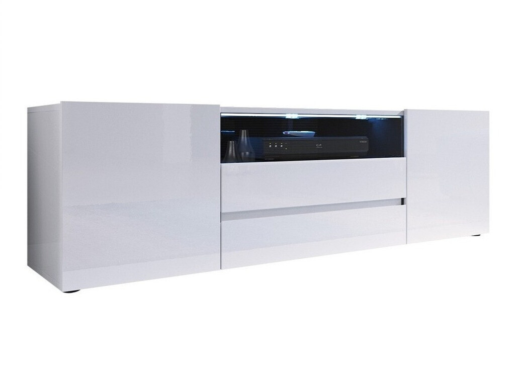 Έπιπλο τηλεόρασης Ager (Άσπρο + Γυαλιστερό λευκό)