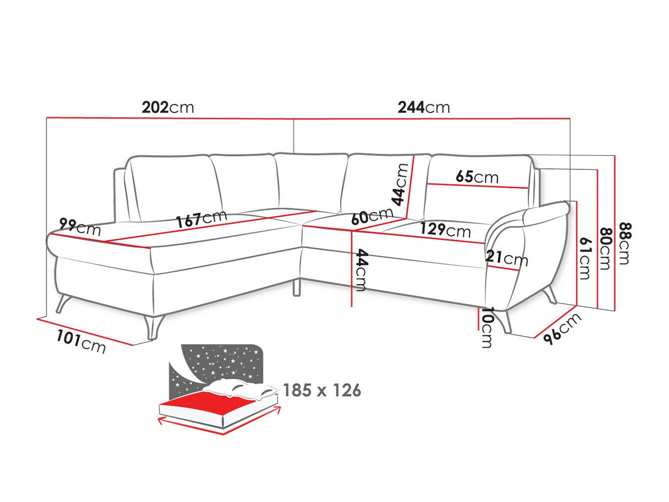 Corner sofa Lincoln 174 (Barrel 48)