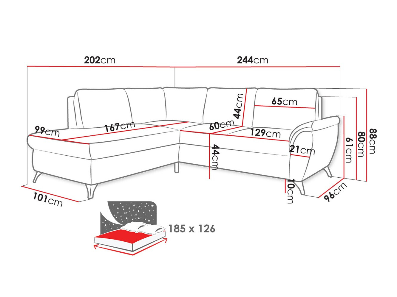 Corner sofa Lincoln 174 (Barrel 83)