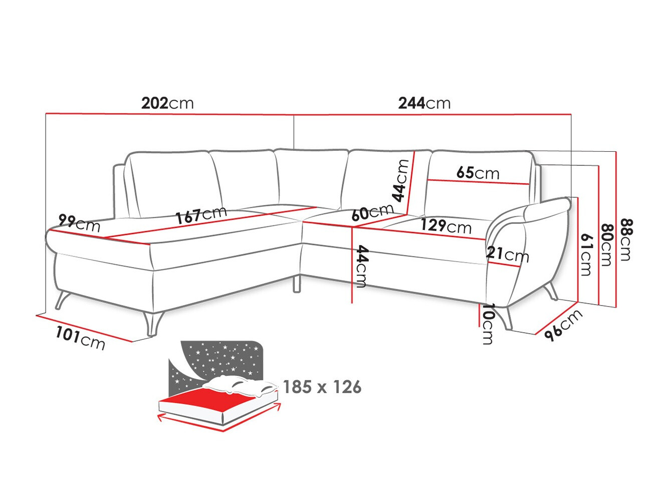 Corner sofa Lincoln 174 (Barrel 97)