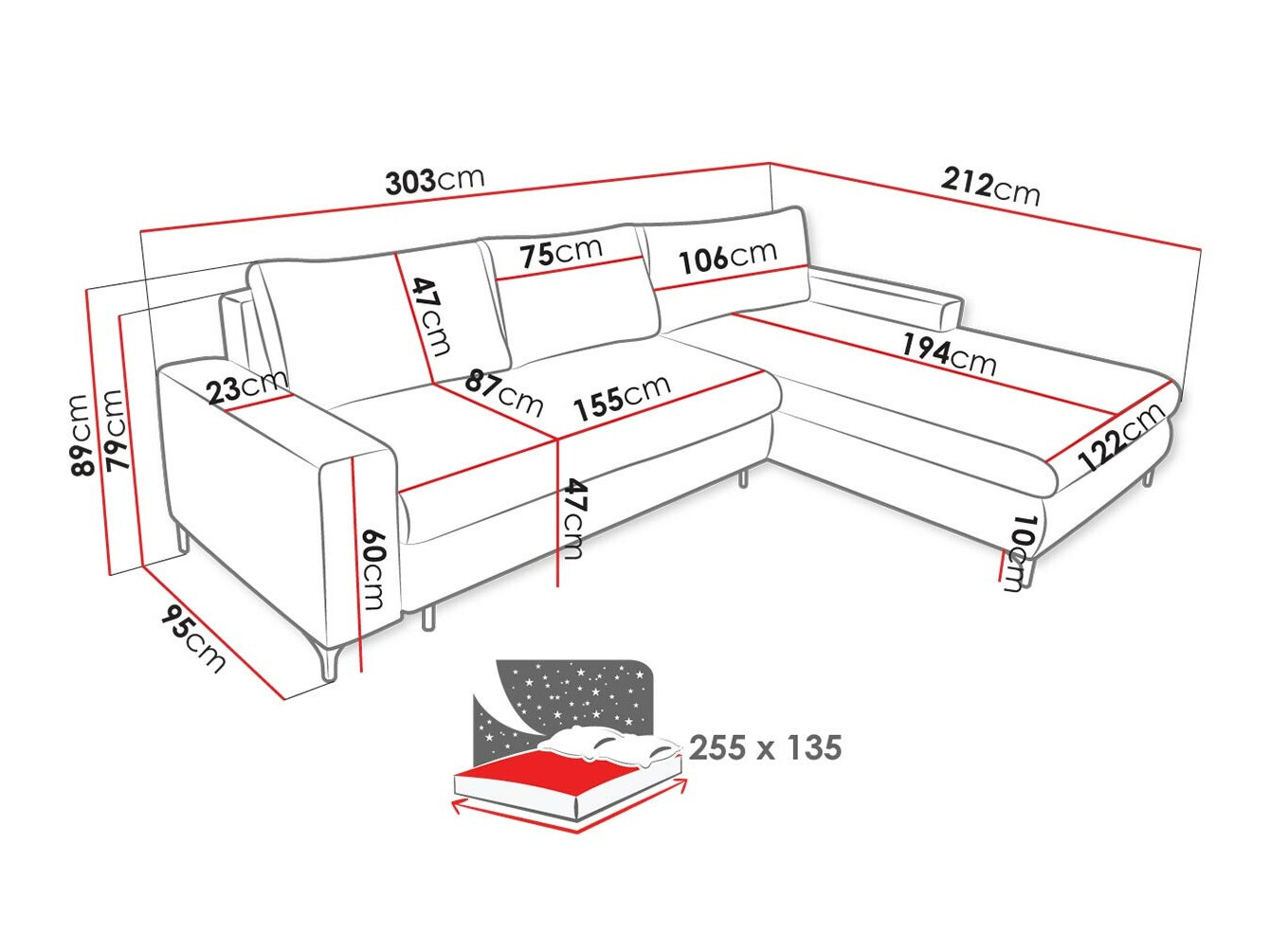 Corner sofa Lincoln 175 (Barrel 03)
