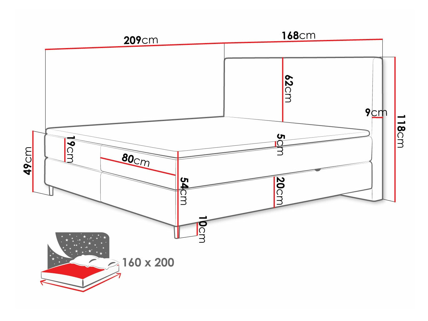 Continental bed ComfiDream Miraara (Poso 05 + Kronos 05)