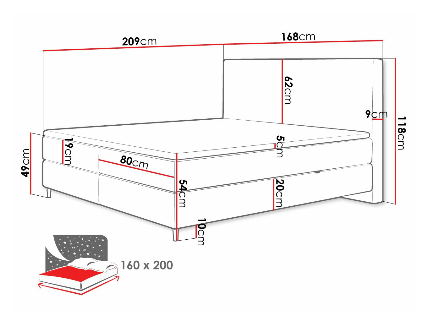 Continental bed ComfiDream Miraara (Poso 14 + Kronos 14)