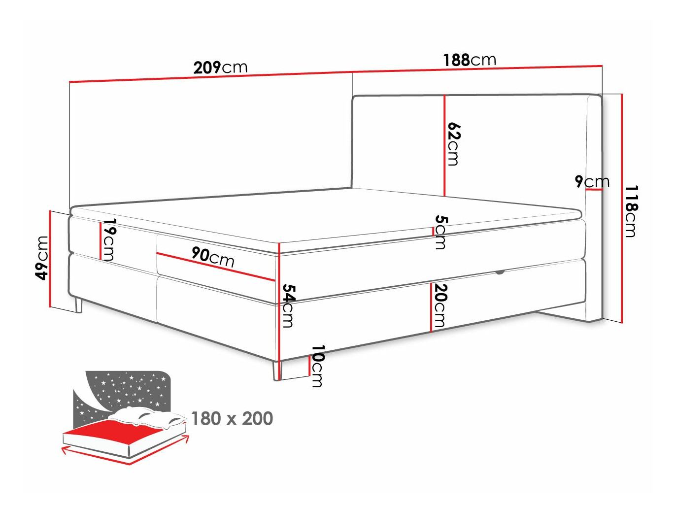 Continental bed ComfiDream Miraara (Poso 27 + Kronos 27)