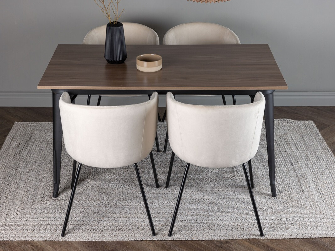 Σετ τραπεζαρίας Dallas 4044 (Κρεμ + Μαύρο)