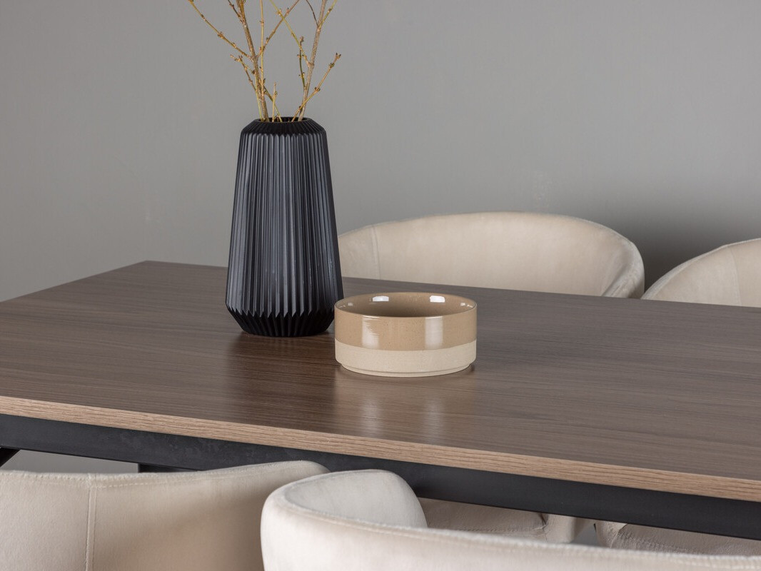 Σετ τραπεζαρίας Dallas 4044 (Κρεμ + Μαύρο)