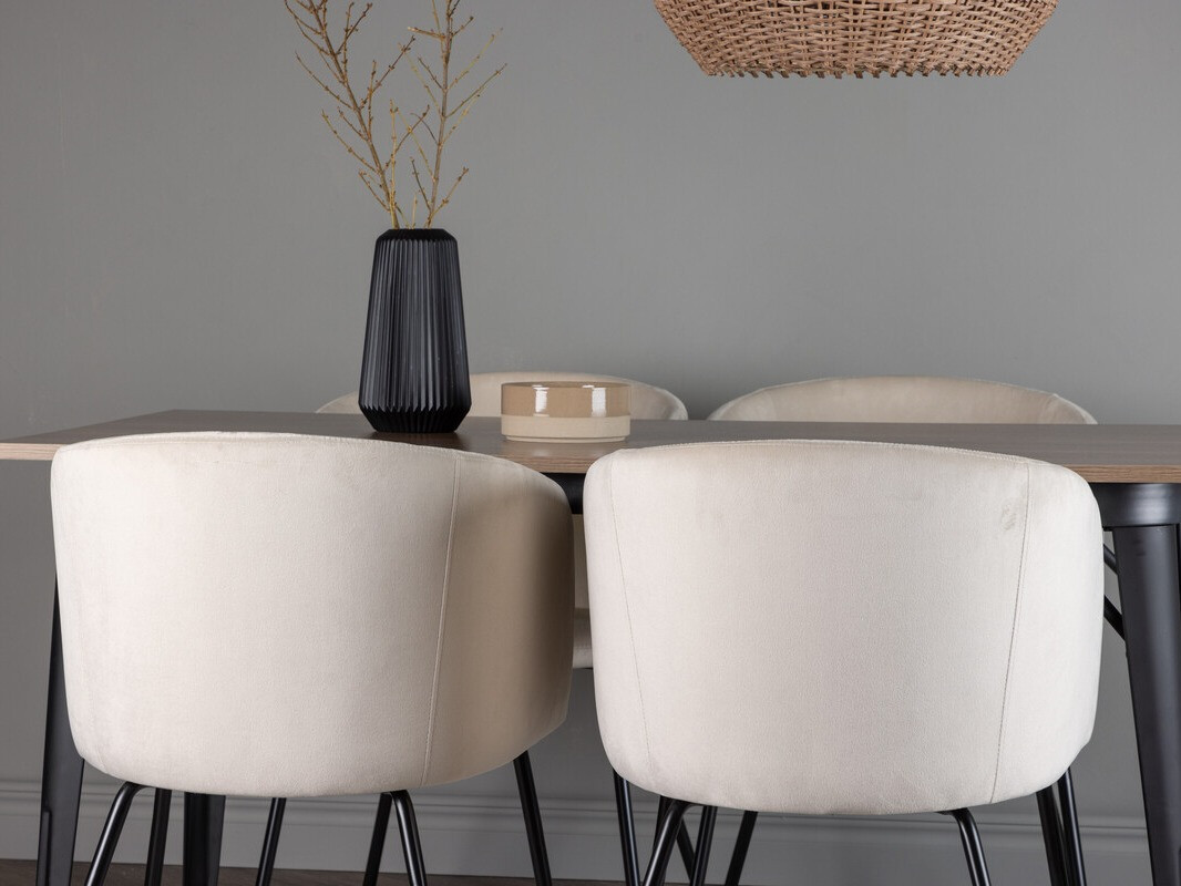 Σετ τραπεζαρίας Dallas 4044 (Κρεμ + Μαύρο)