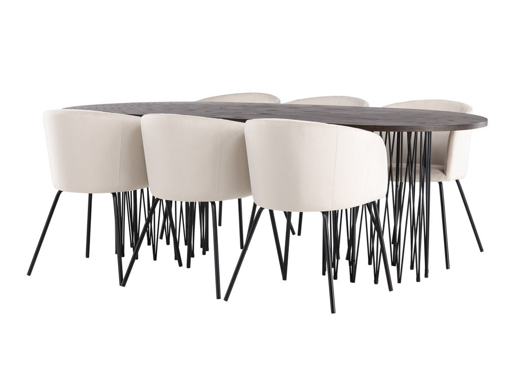 Σετ τραπεζαρίας Dallas 4063 (Κρεμ + Μαύρο)